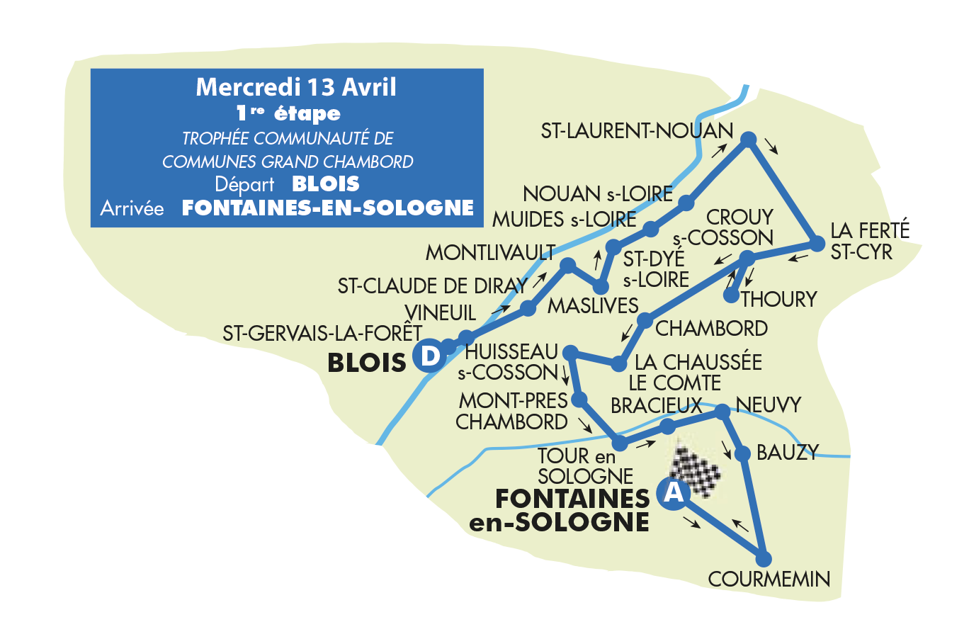 Tour du Loir-et-Cher 2022 parcours étape 1